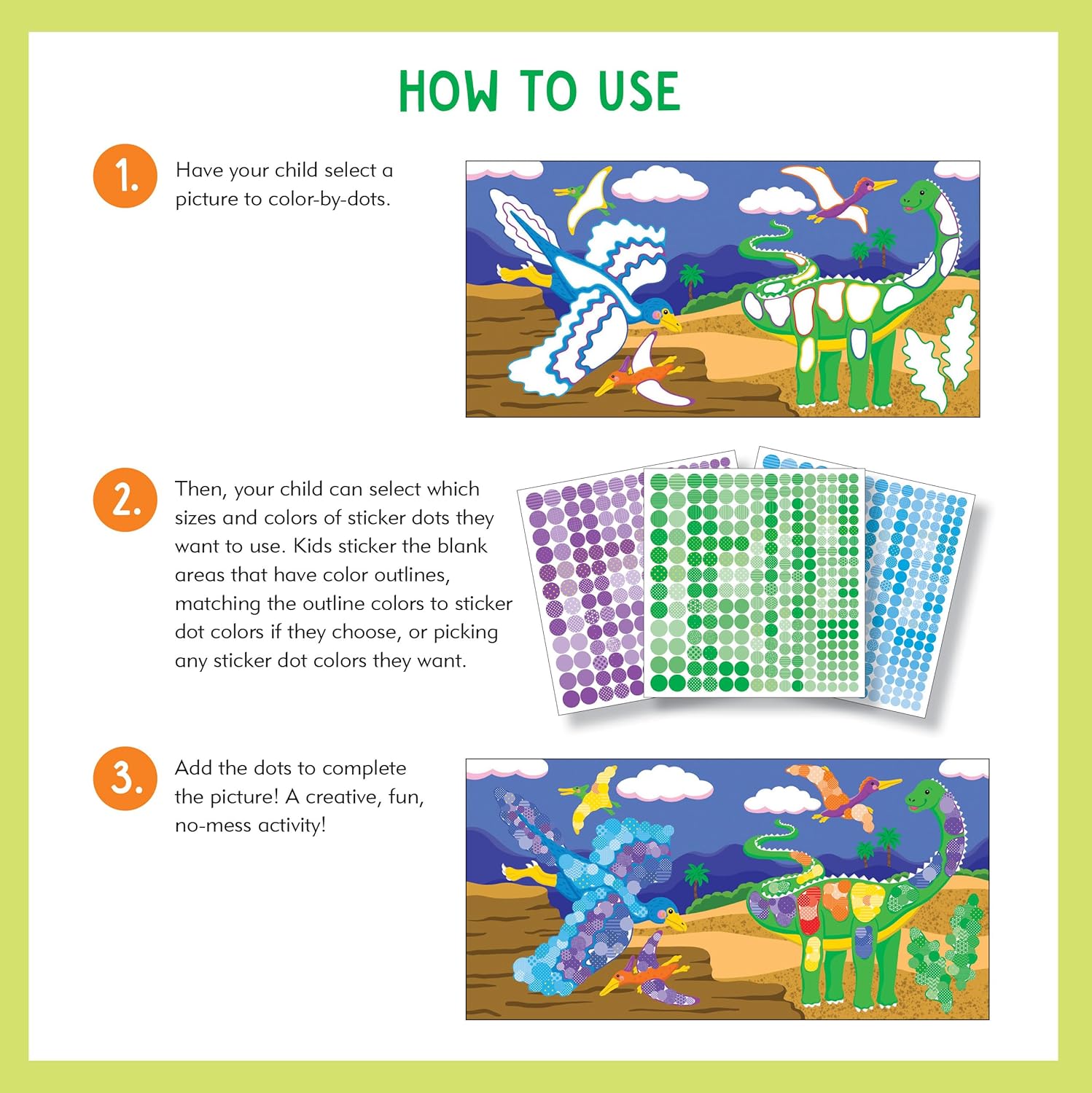 Dinosaurs Color-By-Dots Sticker Book by Peter Pauper Press 9781441344595_2
