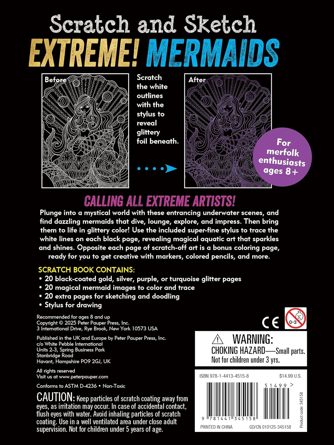 Scratch & Sketch Extreme! Mermaids: An Art Activity Book by Peter Pauper Press 9781441345158_1