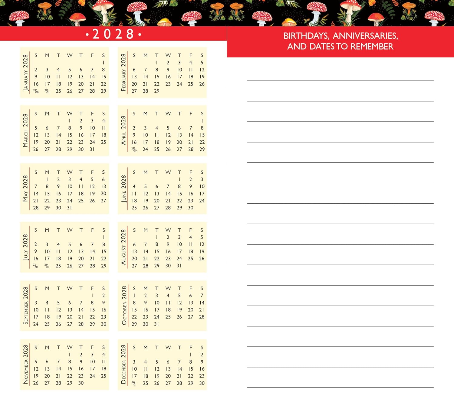 2026-27 Mushrooms 2-Year Pocket Planner - Peter Pauper Press, Inc. 9781441345592_4