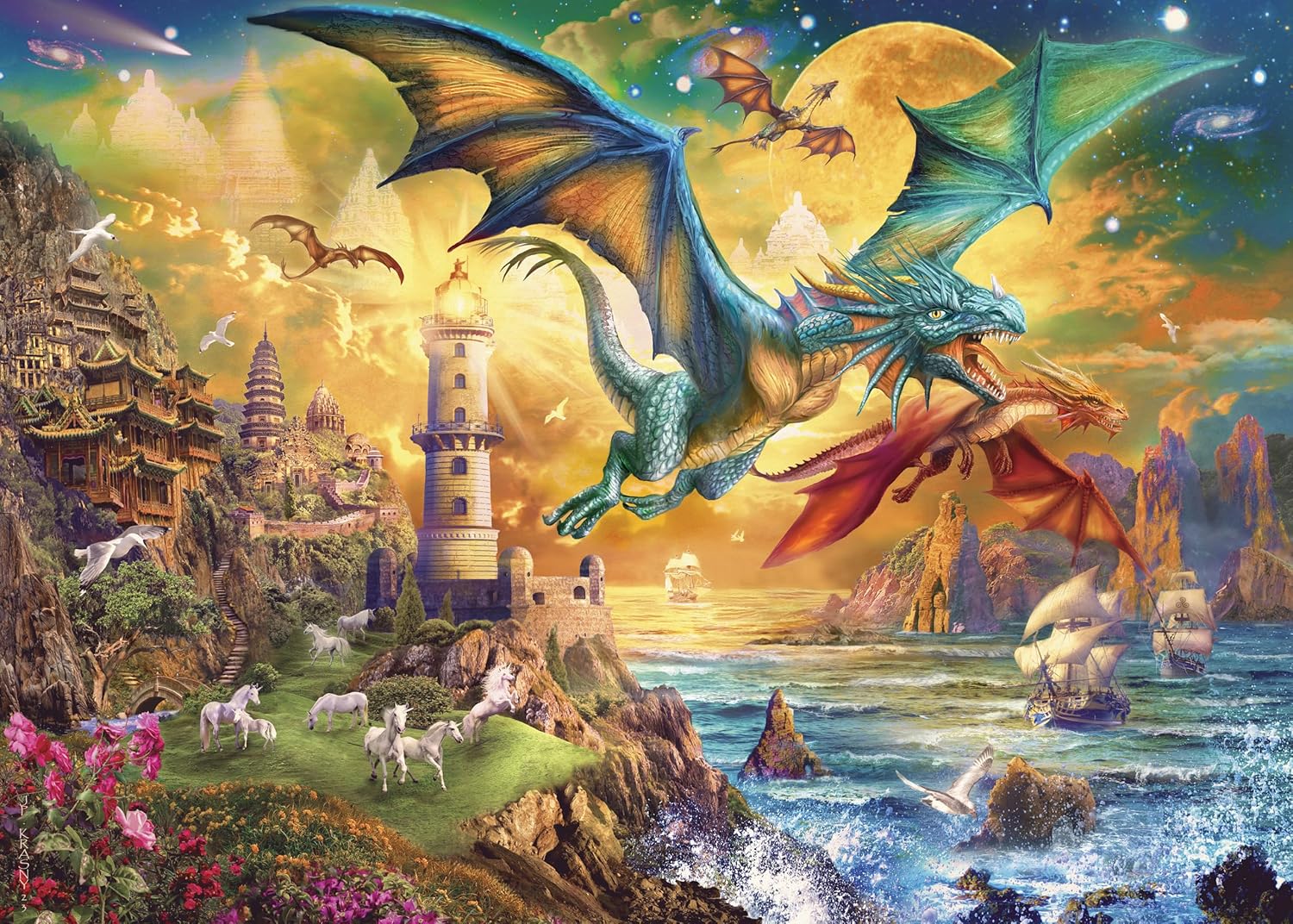 Land Of Dragons 1000 Piece Gold Foil Jigsaw Puzzle - Peter Pauper Press 20 9781441348272_05bf39a8-6ee0-400c-842e-7cc6c1daa017