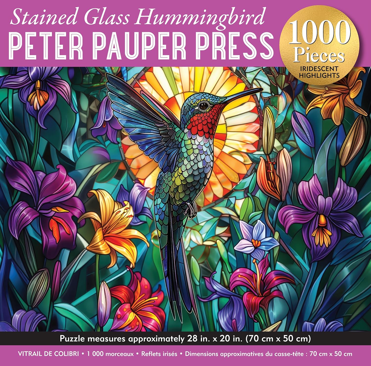 Stained Glass Hummingbird 1000 Piece Iridescent Jigsaw Puzzle - Ppp 20 9781441348296