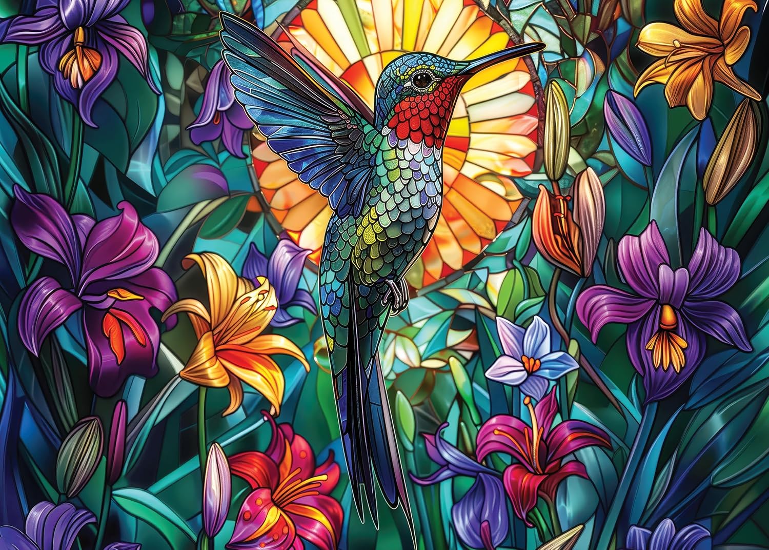 Stained Glass Hummingbird 1000 Piece Iridescent Jigsaw Puzzle - Ppp 20 9781441348296_9ca048bb-cc75-49e4-a004-5fccb4aaba8c