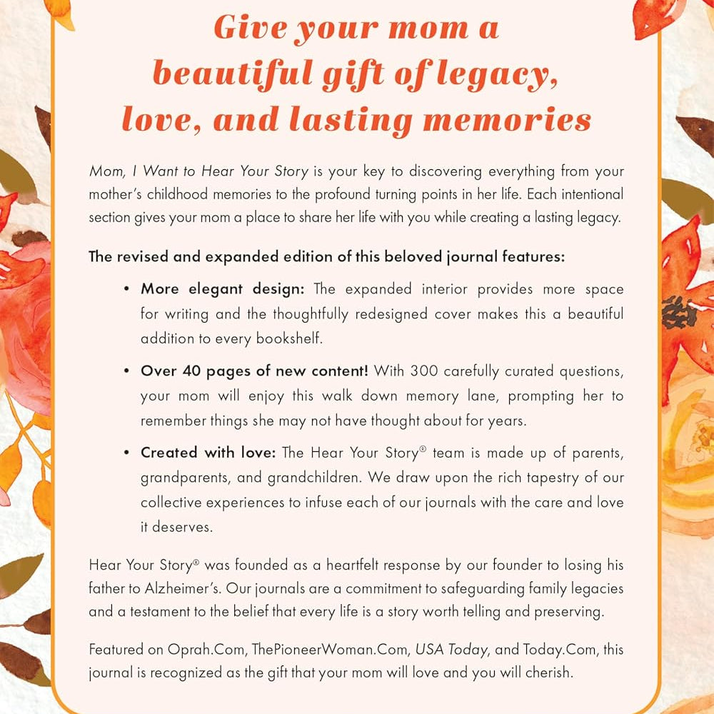 "Mom, I Want To Hear Your Story" A Guided Journal By Mason, Jeffrey by Paperback 20 9781464251412_1
