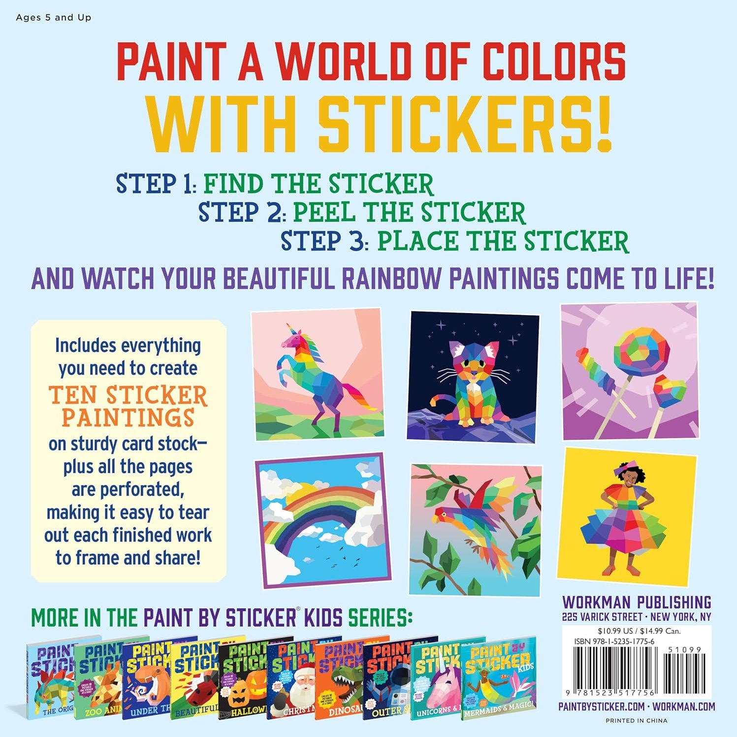 Paint By Sticker Kids: Rainbows Everywhere! by Workman 9781523517756_1