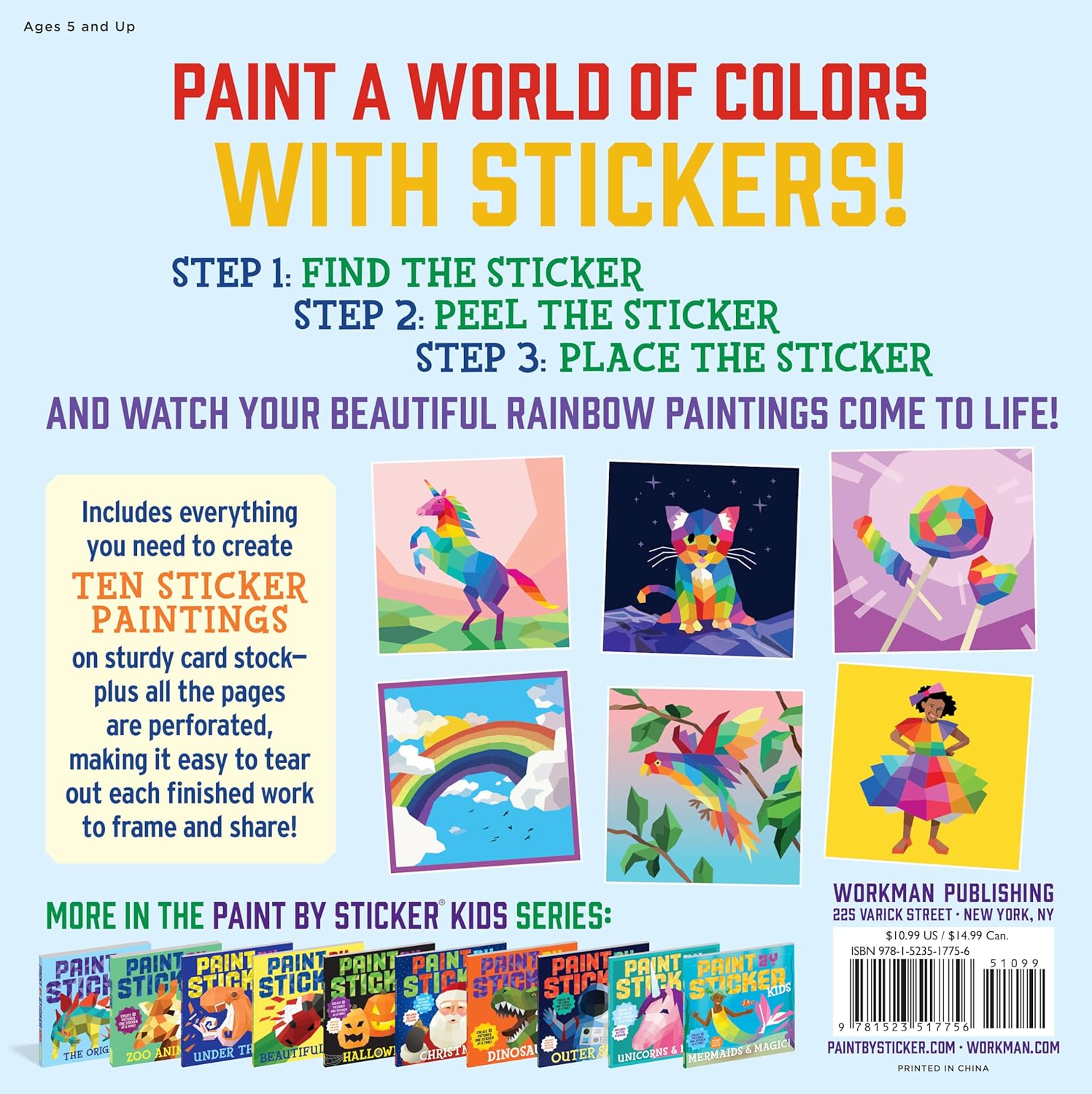 Paint By Sticker Kids: Rainbows Everywhere! by Workman 9781523517756_1
