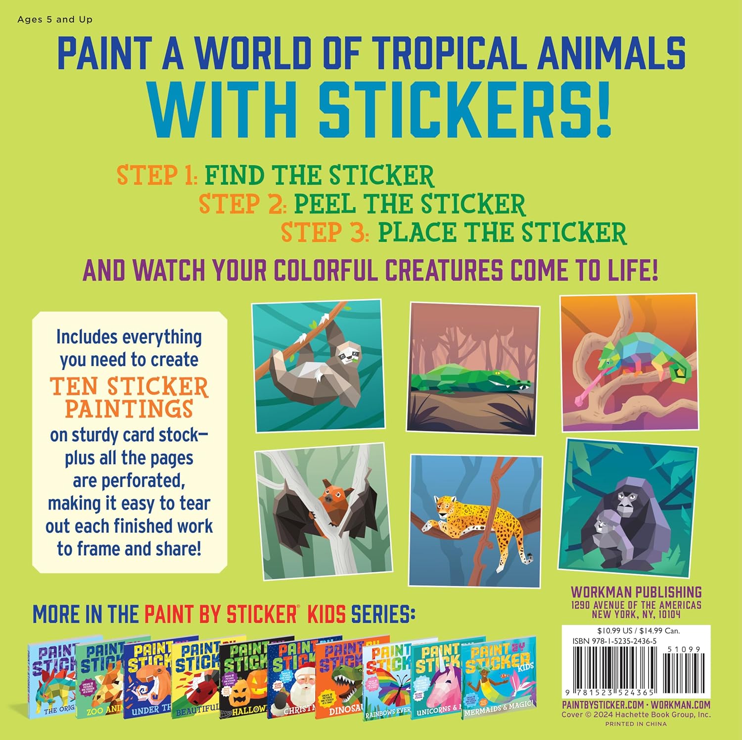 Paint By Sticker Kids: Rainforest Animals by Workman Publishing 9781523524365_1