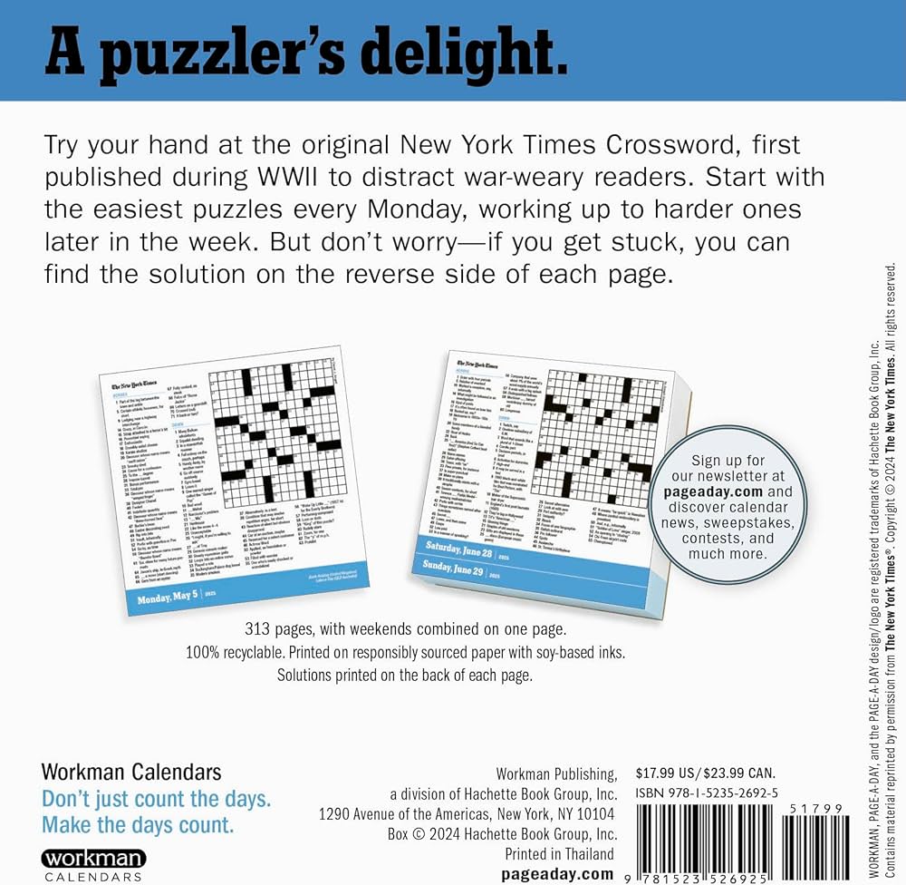 The New York Times Crossword Page-A-Day® Calendar 2025 - The New York Times 9781523526925