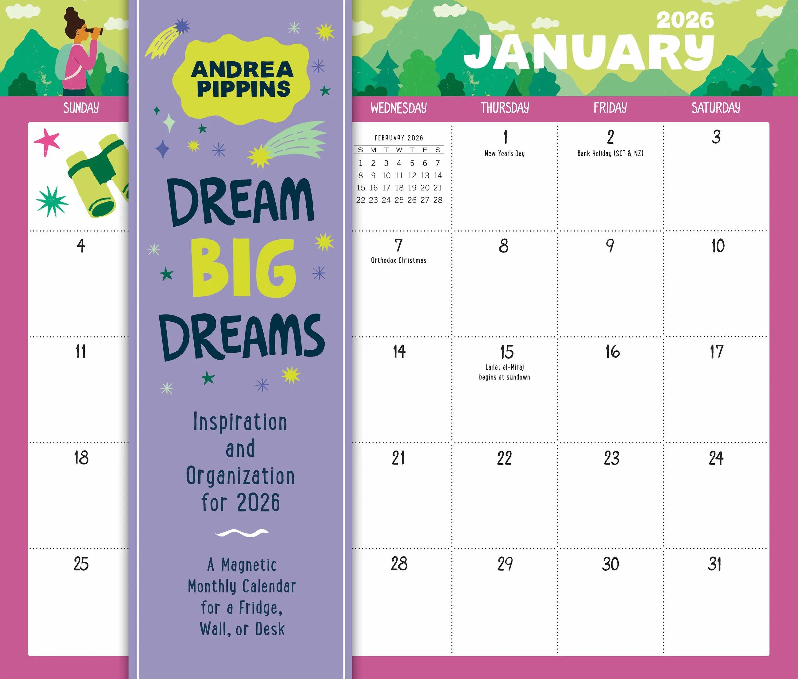 Dream Big Dreams Magnetic Wall Calendar 2026 9781523529902