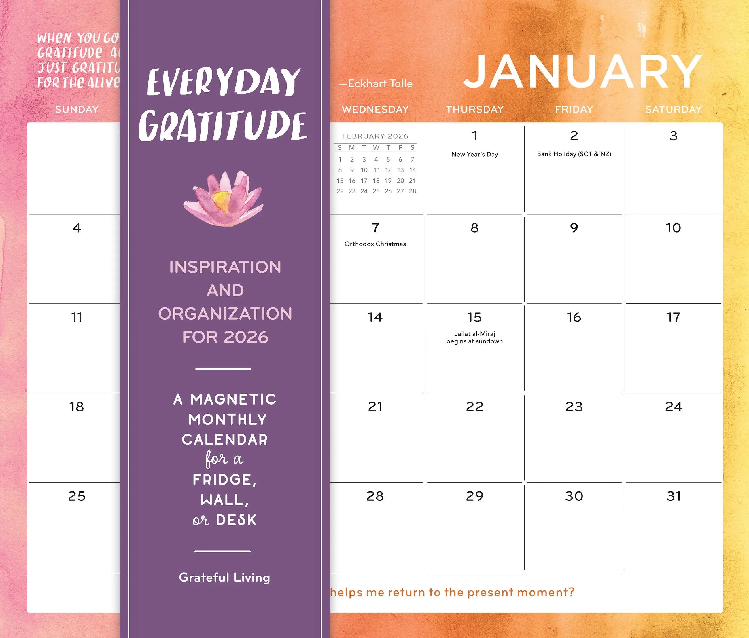 Everyday Gratitude Magnetic Wall Calendar 2026 9781523532926