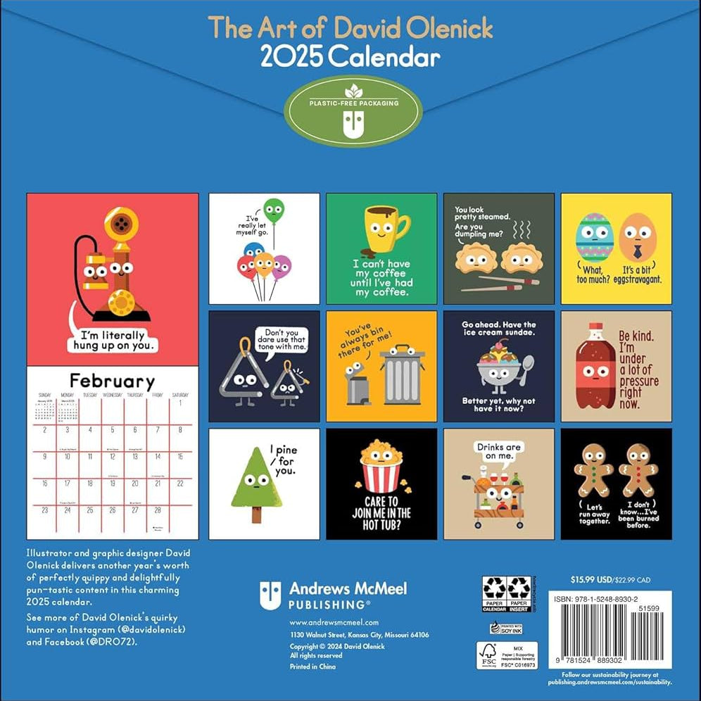 Art Of David Olenick 2025 Wall Calendar, The 9781524889302