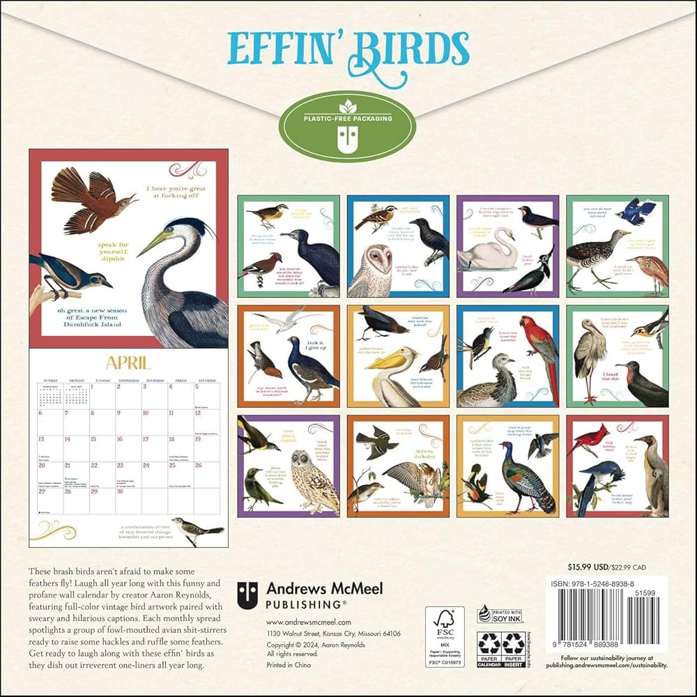 Effin' Birds 2025 Wall Calendar 9781524889388