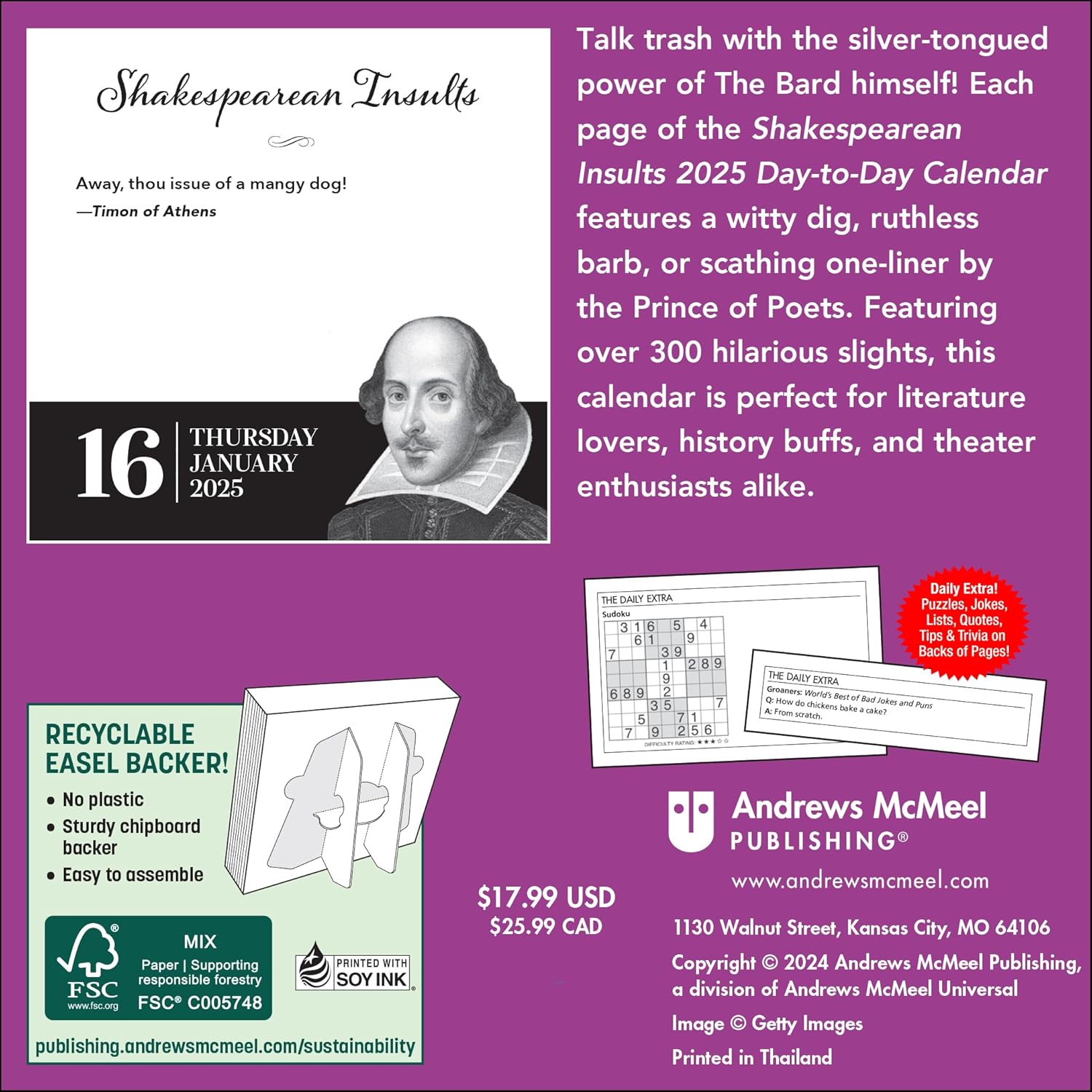 Shakespearean Insults 2025 Day-To-Day Calendar 9781524889470_1