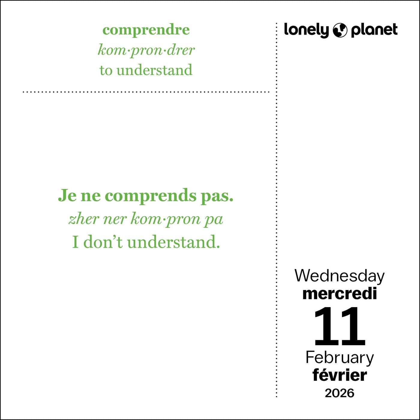 Lonely Planet: French Phrasebook 2026 Day-To-Day Calendar 9781524896553_2
