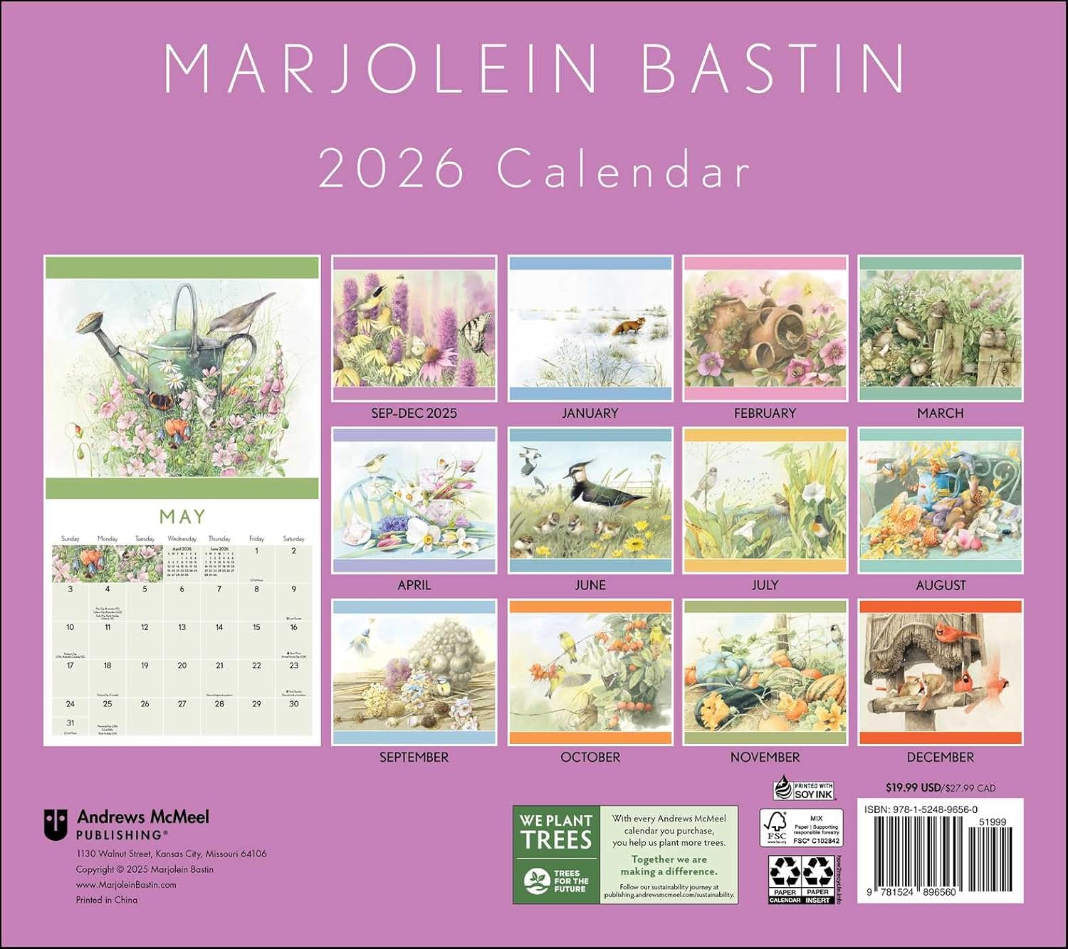 Marjolein Bastin Nature's Inspiration 2026 Deluxe Wall Calendar 9781524896560_1