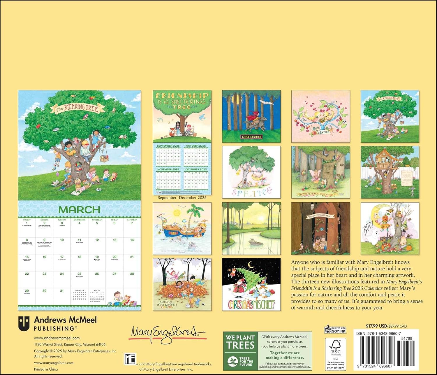Mary Engelbreit's Friendship Is A Sheltering Tree 2026 Deluxe Wall Calendar 9781524896607_1