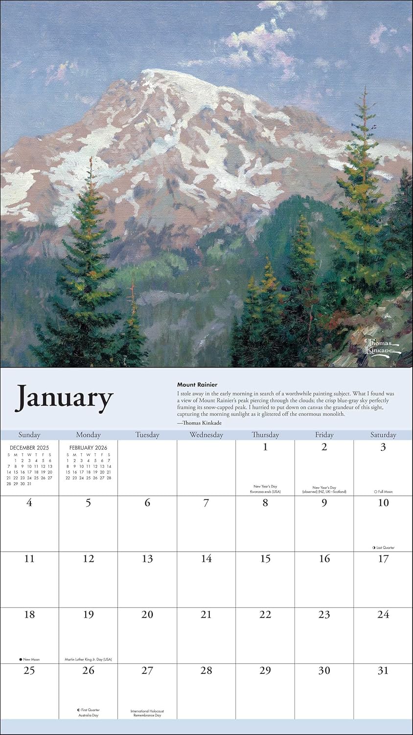 Thomas Kinkade Travels 2026 Deluxe Wall Calendar 9781524896799_2
