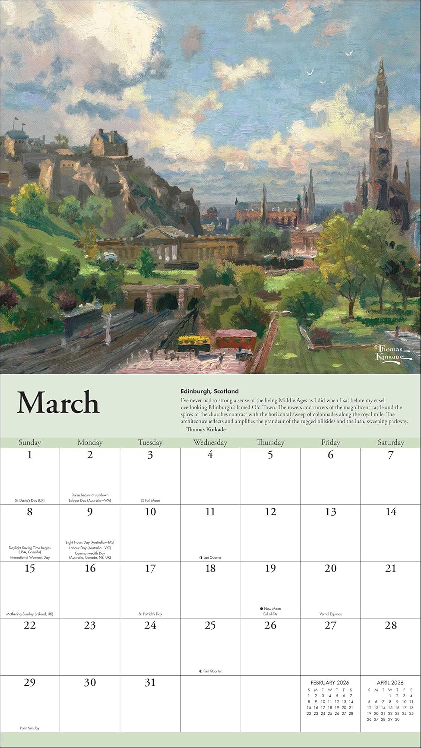 Thomas Kinkade Travels 2026 Deluxe Wall Calendar 9781524896799_3