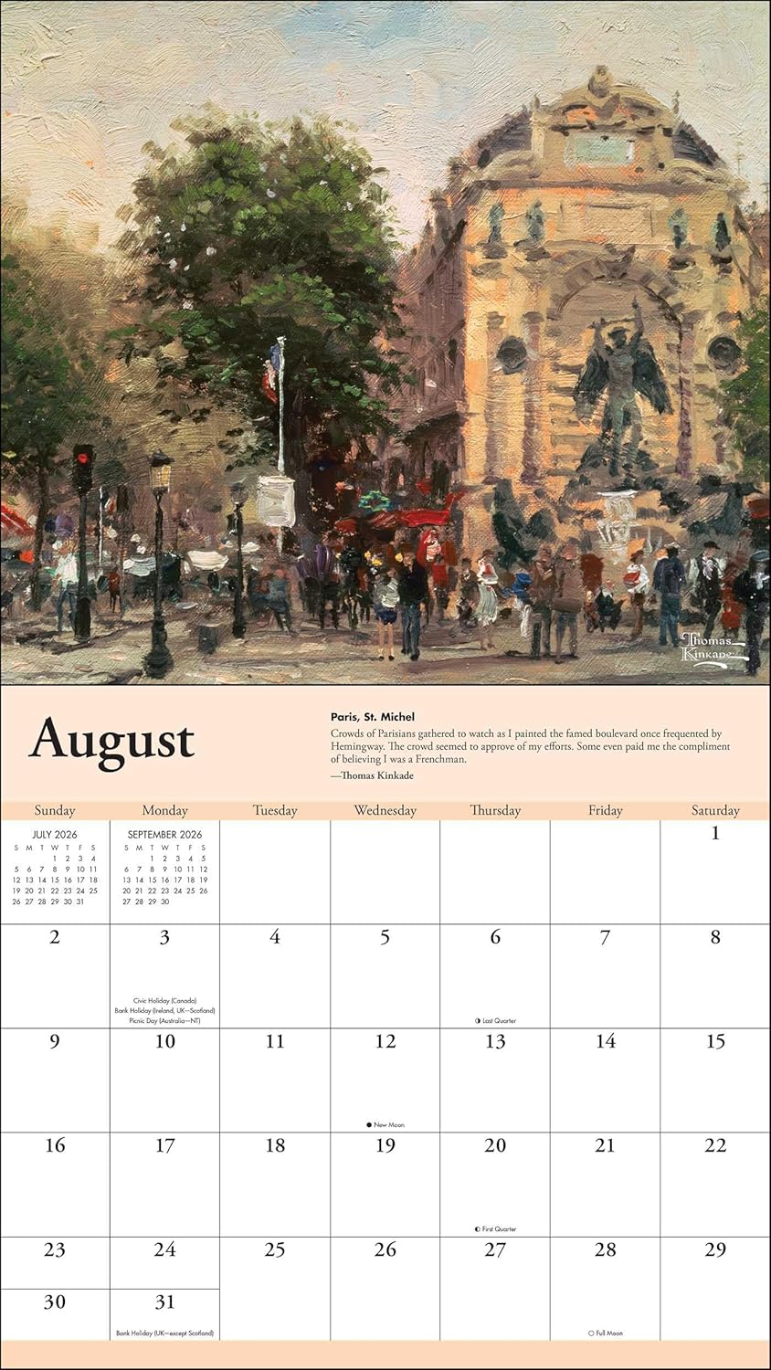 Thomas Kinkade Travels 2026 Deluxe Wall Calendar 9781524896799_4