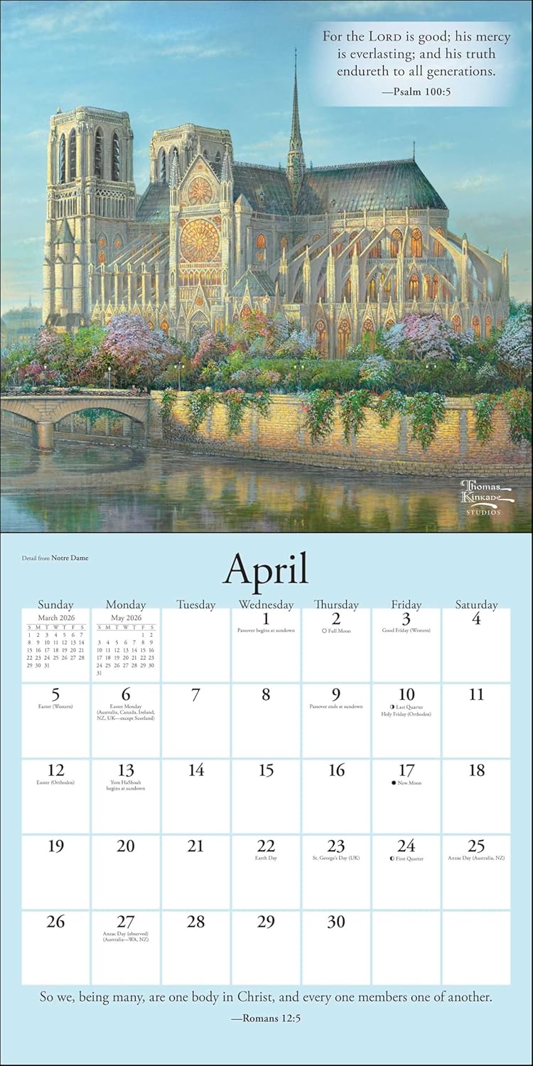 Thomas Kinkade Gardens Of Grace 2026 Wall Calendar 9781524896812_3