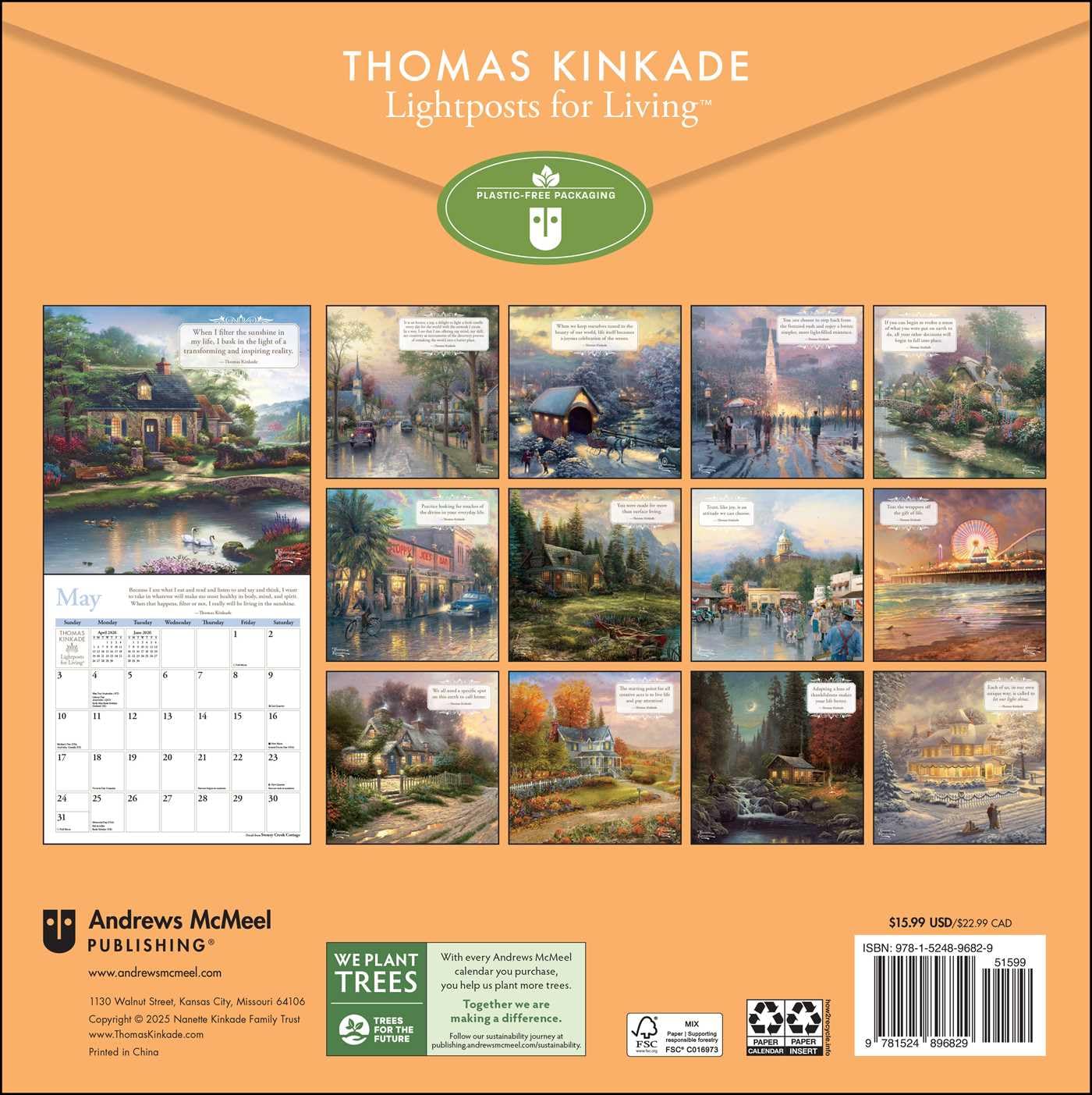 Thomas Kinkade Lightposts For Living 2026 Wall Calendar 9781524896829_1