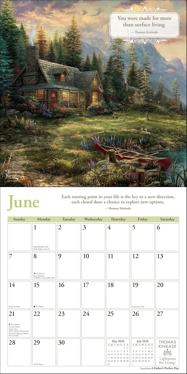 Thomas Kinkade Lightposts For Living 2026 Wall Calendar 9781524896829_3