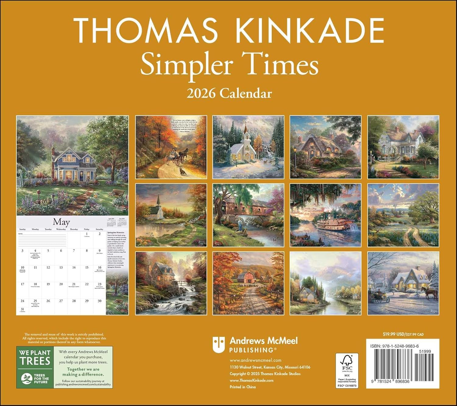 Thomas Kinkade Special Collector's Edition 2026 Deluxe Wall Calendar With Print 9781524896836_1
