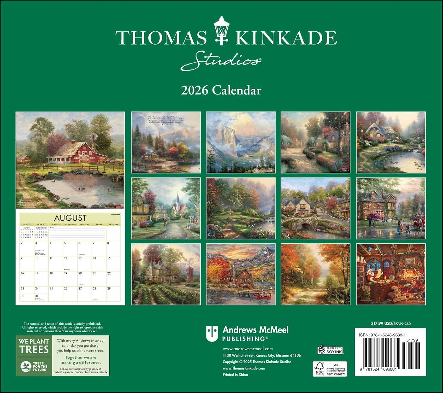Thomas Kinkade Studios 2026 Deluxe Wall Calendar 9781524896881_1