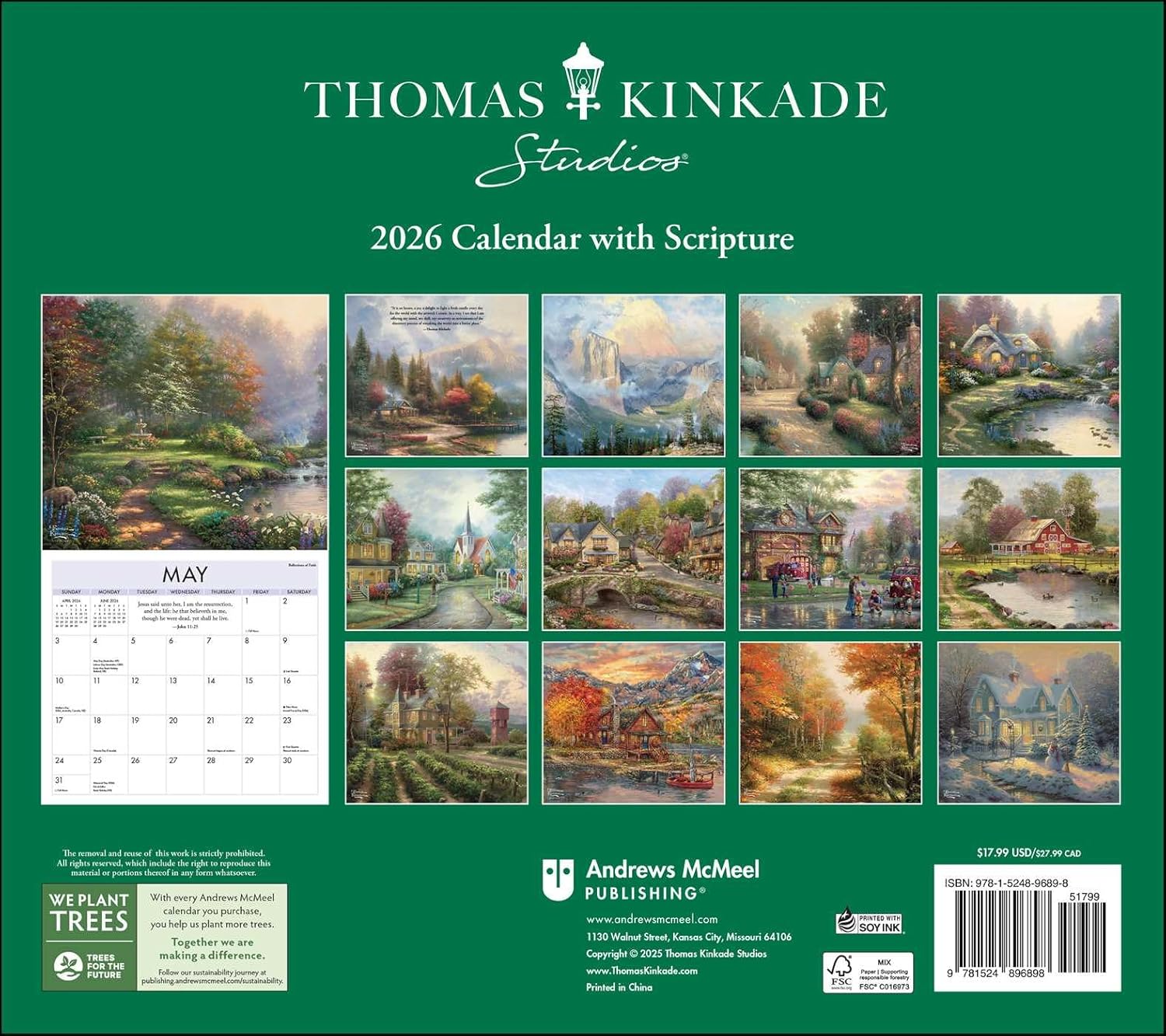 Thomas Kinkade Studios 2026 Deluxe Wall Calendar With Scripture 9781524896898_1