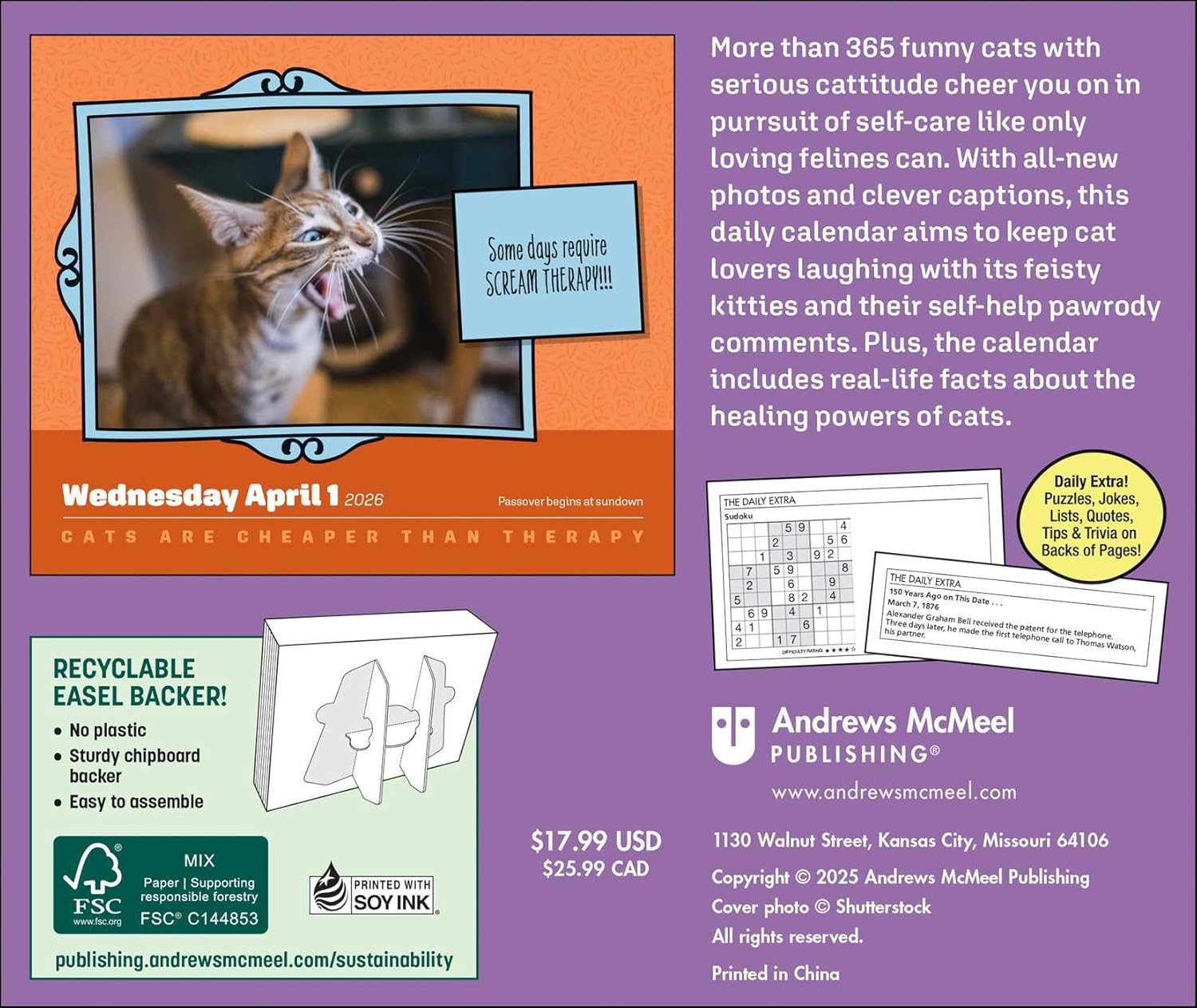 Cats Are Cheaper Than Therapy 2026 Day-To-Day Calendar 9781524896942_1