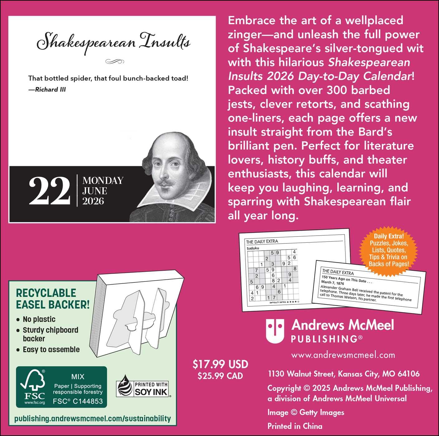 Shakespearean Insults 2026 Day-To-Day Calendar 9781524896973_1