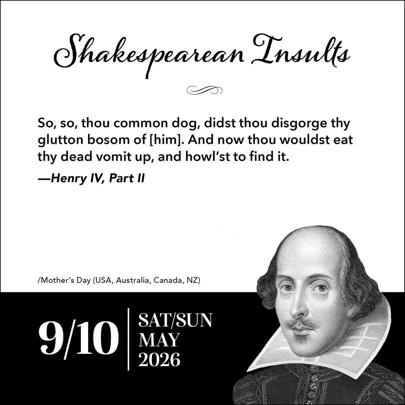 Shakespearean Insults 2026 Day-To-Day Calendar 9781524896973_3