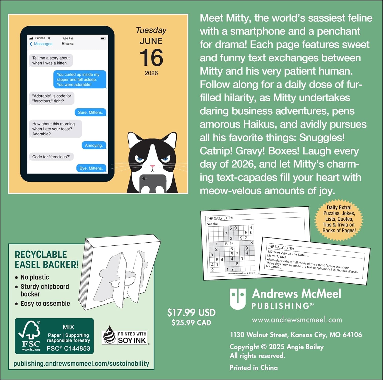 Texts From Mittens The Cat 2026 Day-To-Day Calendar 9781524897956_1