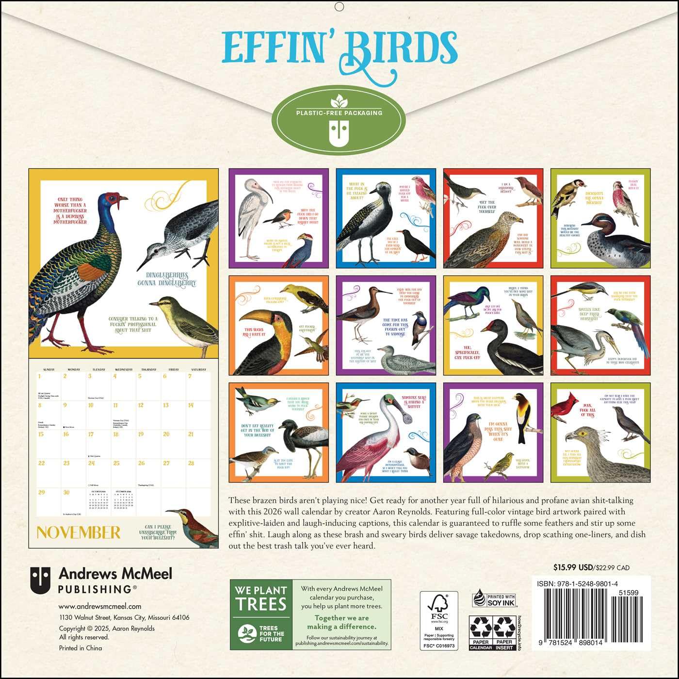 Effin' Birds 2026 Wall Calendar 9781524898014_1