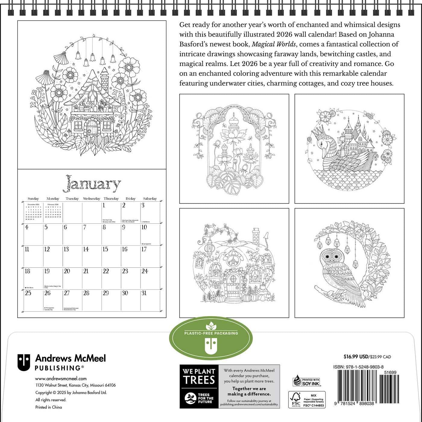 Johanna Basford's 2026 Coloring Wall Calendar 9781524898038_1
