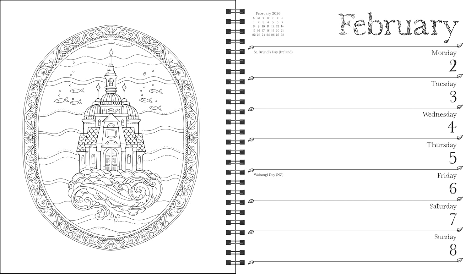 Johanna Basford 12-Month 2026 Weekly Coloring Calendar 9781524898045_3