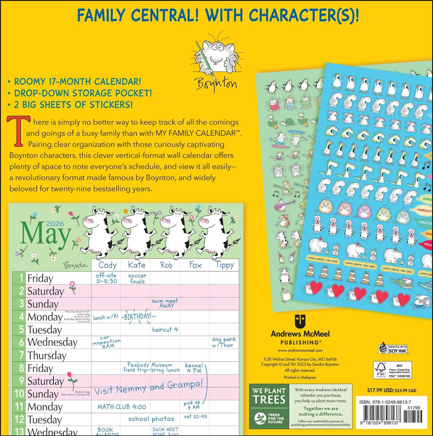 Sandra Boynton's 17-Month 2025-2026 My Family Wall Calendar 9781524898137_1