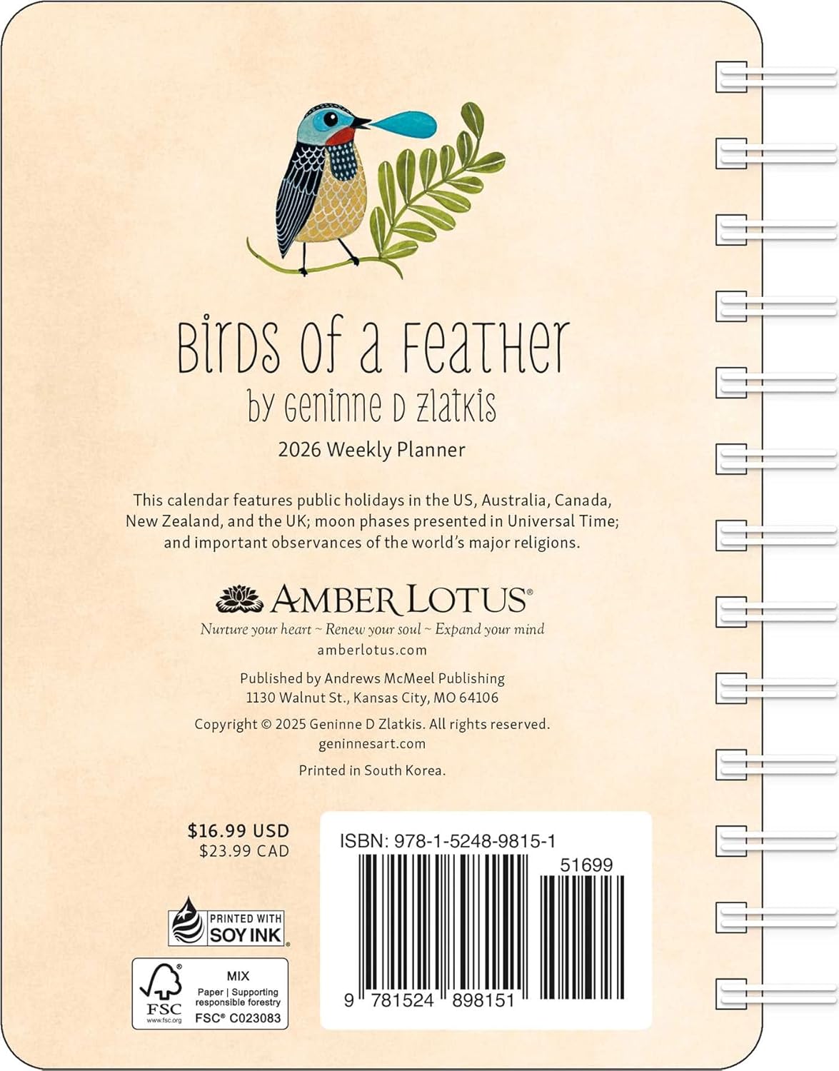 Birds Of A Feather 2026 Weekly Planner Calendar 9781524898151_1