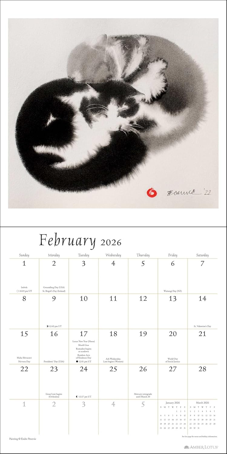 Artful Cat 2026 Wall Calendar 9781524898304_2