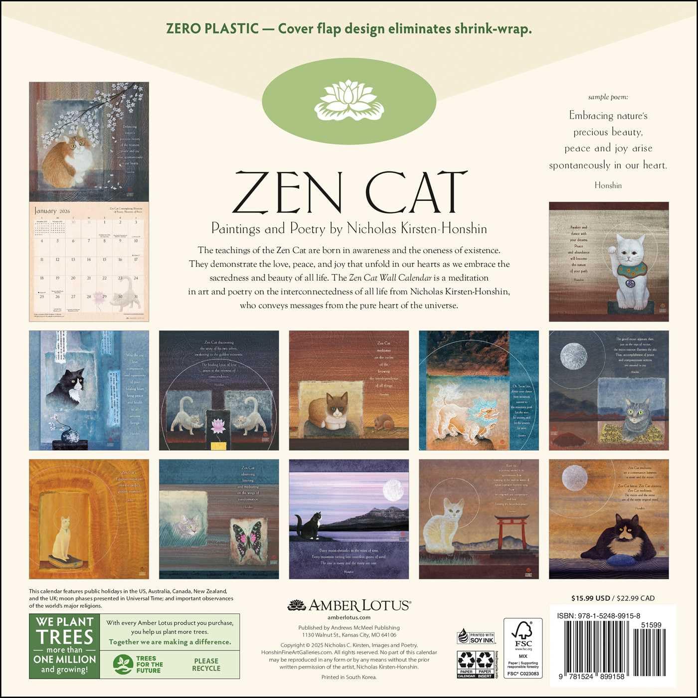 Zen Cat 2026 Wall Calendar 9781524899158_1