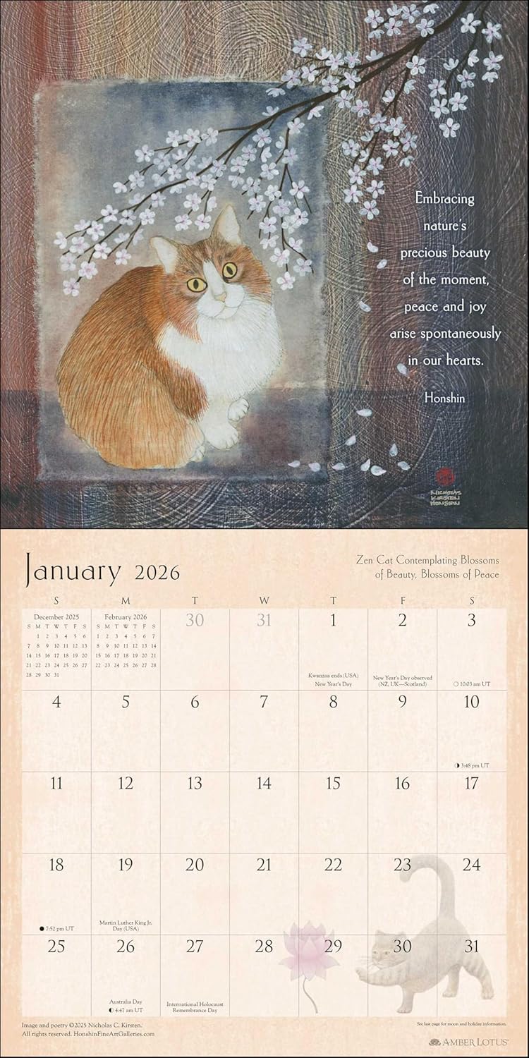 Zen Cat 2026 Wall Calendar 9781524899158_2