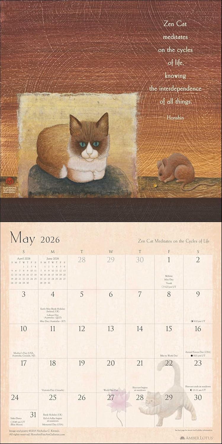 Zen Cat 2026 Wall Calendar 9781524899158_3