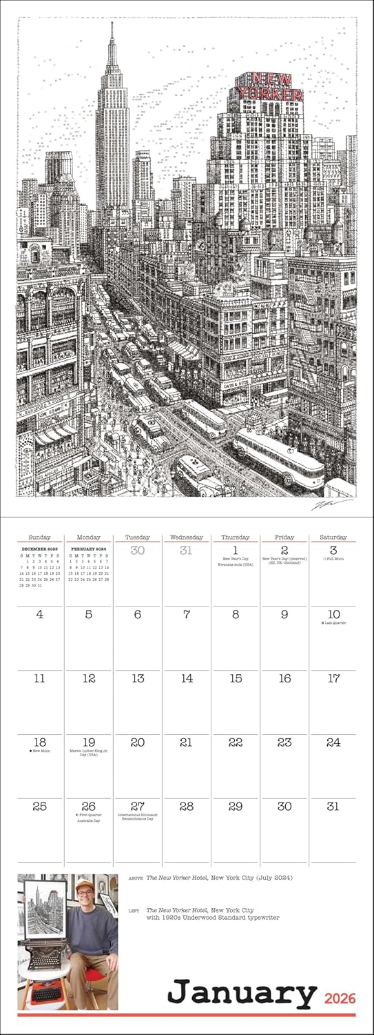 James Cook Typewriter Artist 2026 Wall Calendar 9781524899240_2