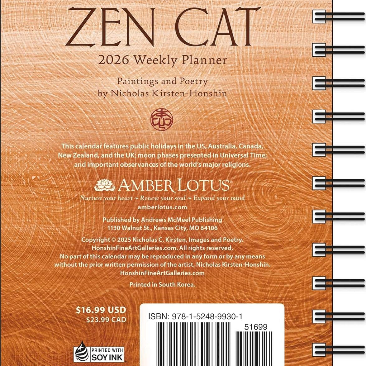 Zen Cat 2026 Weekly Planner Calendar 9781524899301_1