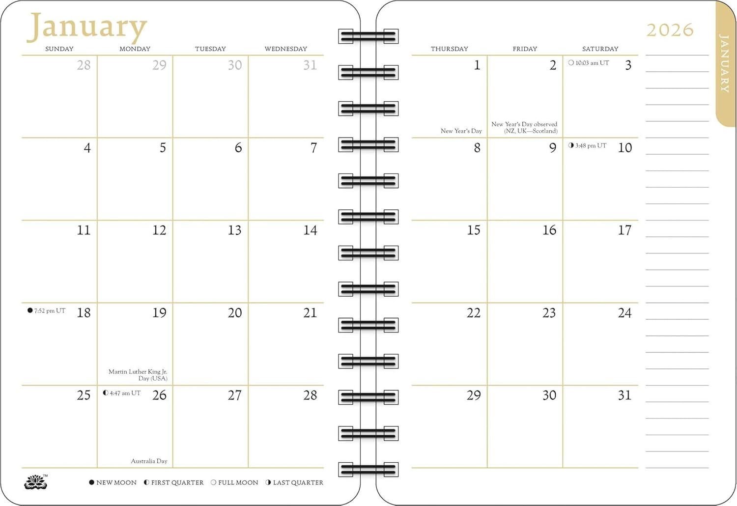 Zen Cat 2026 Weekly Planner Calendar 9781524899301_3