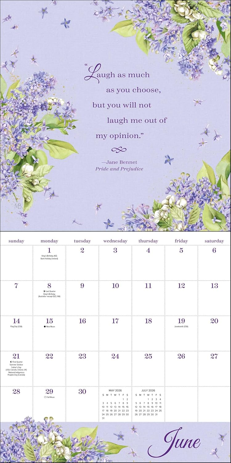 The Quotable Jane Austen 2026 Wall Calendar 9781524899370_3