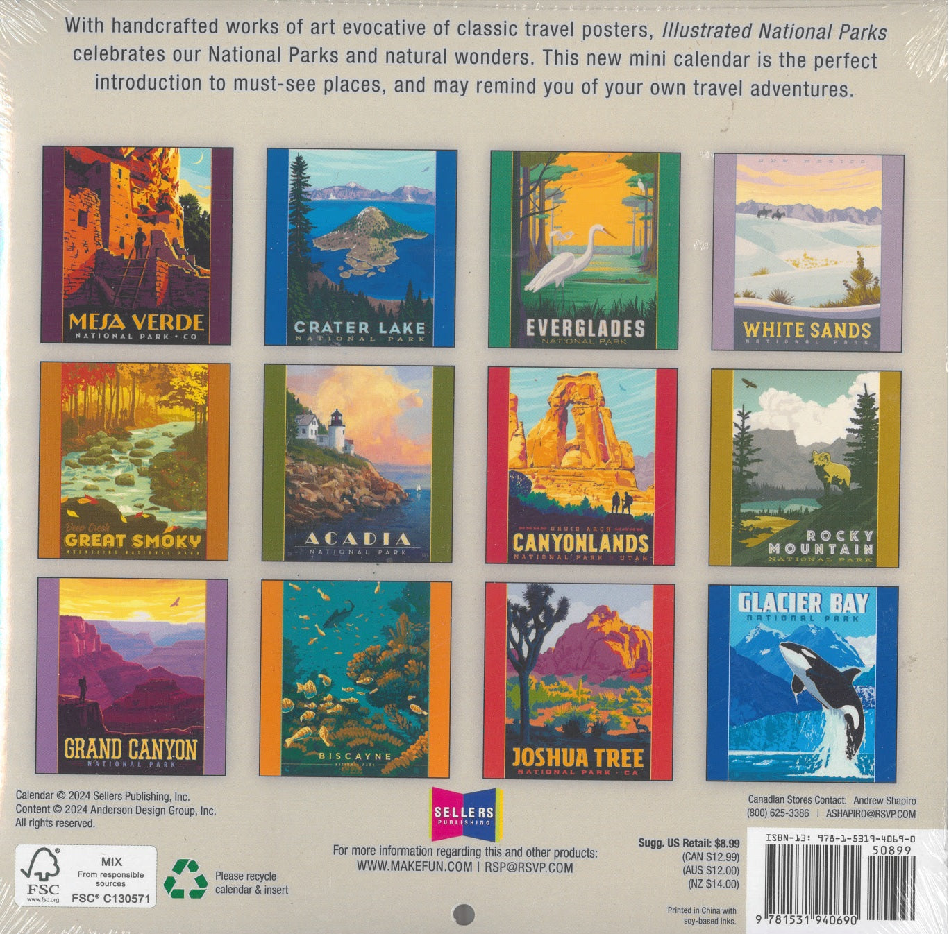Illustrated Parks 2025 Mini Calendar - Rsvp/Sellers Publishing 9781531940690