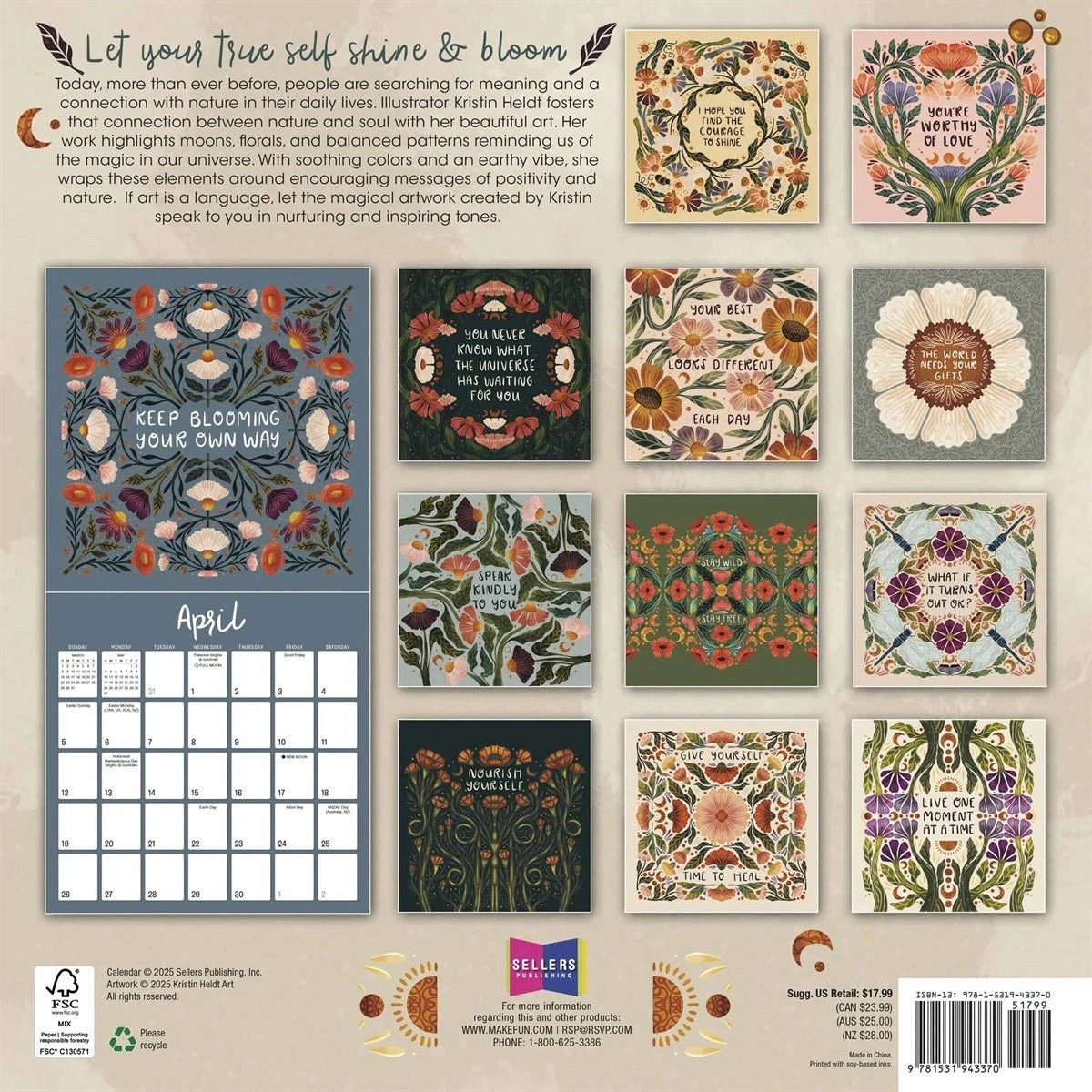 2026 Nature And Hope 12X12 Wall Calendar - Heldt. Kristin 9781531943370_1