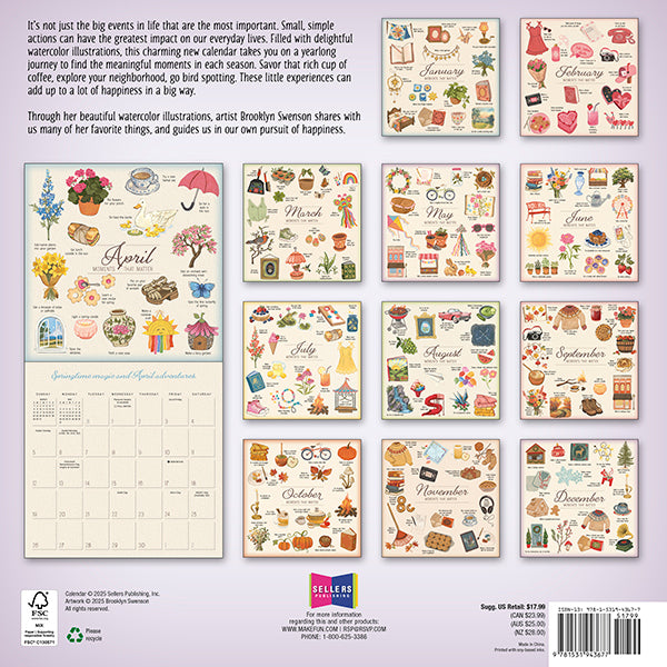 2026 Moments That Matter: Everyday Pursuits Of Happiness 12X12 Wall Calendar 9781531943677