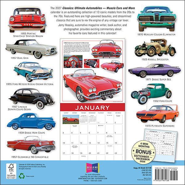 2027 Classics: Ultimate Automobiles Wall Calendar 12X12 20 9781531961138_de4cfd62-e358-4dbe-86c8-7ed3ed455b7c
