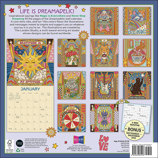 2027 Dreamadelic Wall Calendar 12X12 20 9781531961213_697bb59f-dcc4-48d5-a81a-0a79e401e680